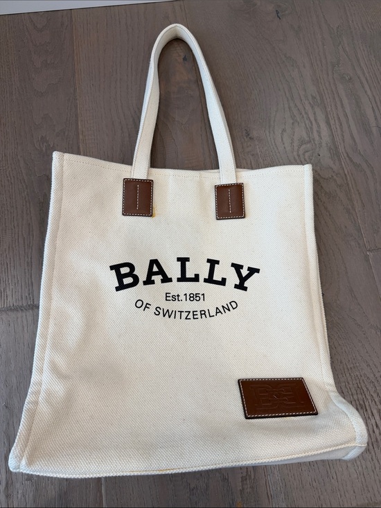 Bally Handbags - Bally Cream Canvas Tote with Brown Leather Accents